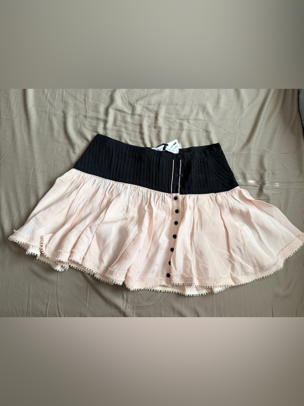 Zara Black Waist Pale Pink Circle Skater Skirt